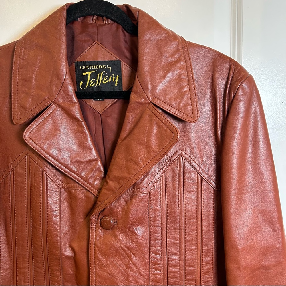 Vintage Leathers by Jeffery Men’s Brown Leather Jacket‎ Size 42 - Picture 2 of 13